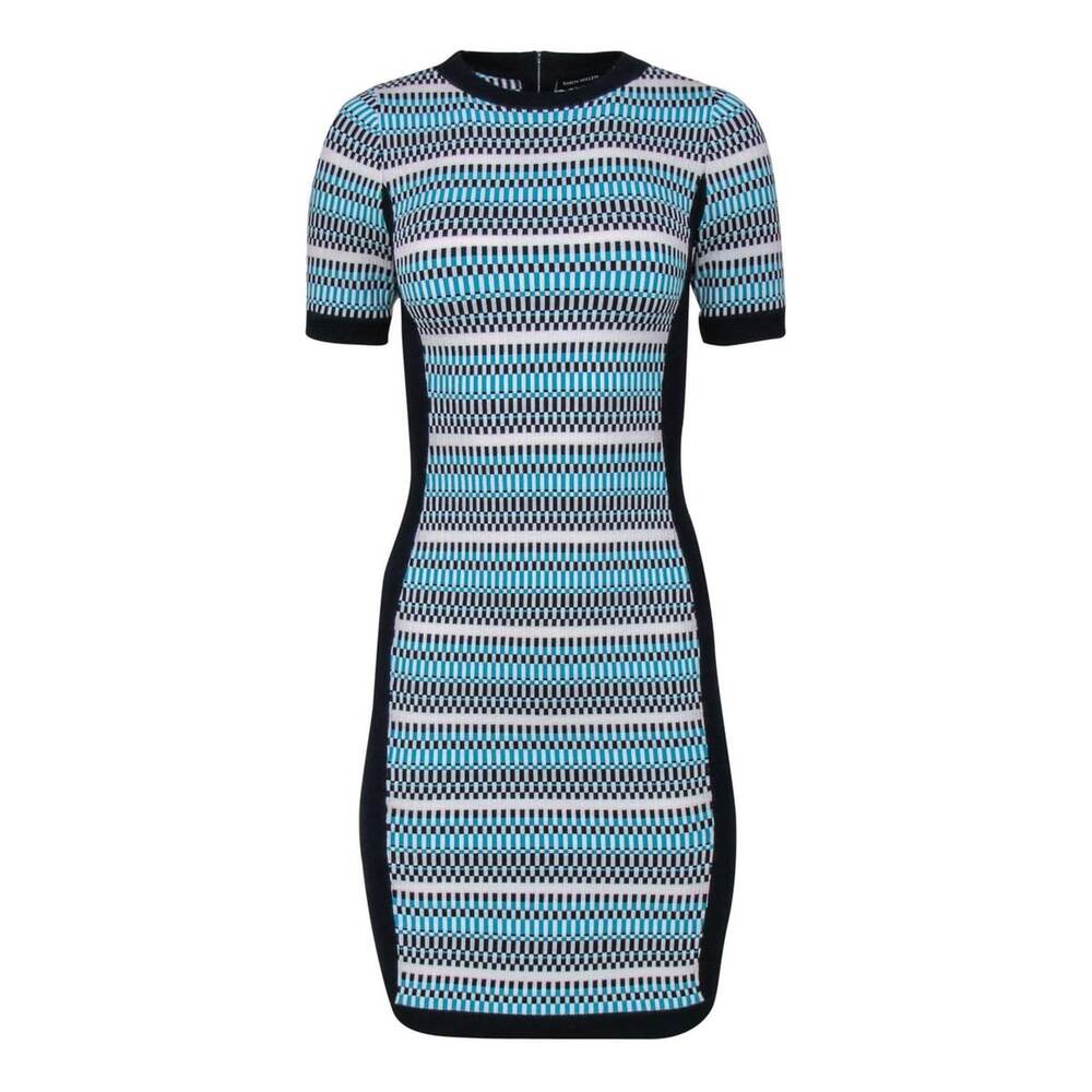 Karen Millen knit fitted short sleeved midi women's body con dress size Large